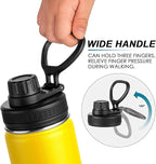 koodee Insulated Water Bottle, 22 oz Stainless Steel Double Wall Vacuum Wide Mouth Sport Bottle with Leakproof Spout Lid (Yellow)