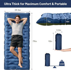 KASBAH Camping Sleeping Pad,6 inch Thick Inflatable Camping Mattress with Built-in Foot Pump and Pillow,Ultralight Sleeping Mat Backpacking Gear for Outdoor Hiking,Camping, Traveling and Tent