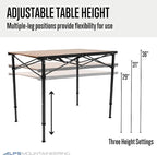 ALPS Mountaineering Overlanding Table, Aluminum Roll-Top with Wood-Look, Adjustable Height