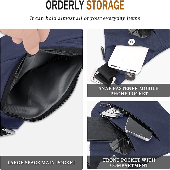 Anti Theft Crossbody Travel Bag for Women Men,Multi-pocket Crossbody Bag,Slim Sling Bag with Adjustable Strap