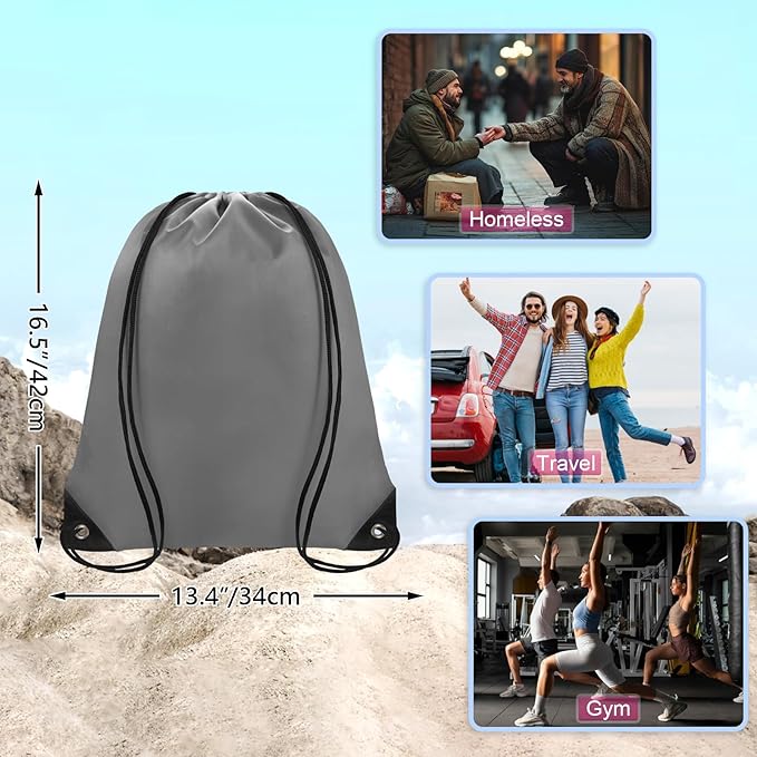 Grneric Drawstring Bags Bulk 14 Pcs Drawstring Backpack Bulk Cinch Bag Sackpack for Men Women Gym (Gray)