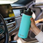 koodee Insulated Water Bottle, 22 oz Stainless Steel Double Wall Vacuum Wide Mouth Sport Bottle with Leakproof Spout Lid (Teal)