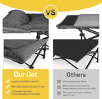 ATORPOK Camping Cot for Adults with Cushion and Pillow, Portable Folding Bed for Sleeping, Lightweight Tent cot with Carry Bag Supports 450 lbs (Grey)