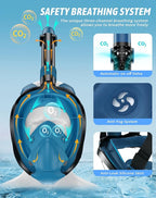 Zenoplige Full Face Snorkel Mask Adults,Dry-Top Snorkeling Gear with Camera Mount,Foldable 180-Degree Panoramic Scuba Mask for Snorkeling Diving Swimming Travel,Snorkel Mask Anti-Fog & Anti-Leak