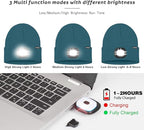 ATNKE LED Lighted Beanie Hat,USB Rechargeable 4 LED Running Headlamp Bright Cap with The Light Gifts for Men and Women