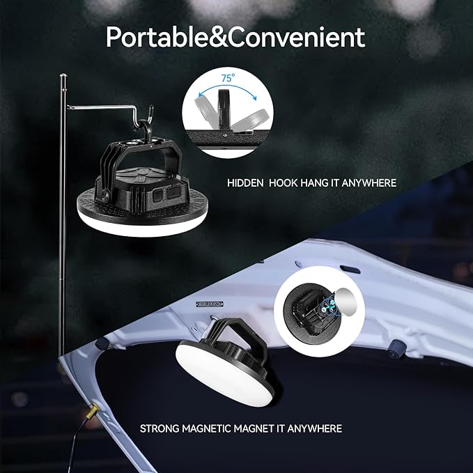 VAVOFO 42W LED Camping Lantern Rechargeable, 180 LED with 3 Lighting Modes, 4000LM, 10,000mAh Portable Tent Light with Magnet, IP65 Waterproof for Emergencies ,Power Outages,Hiking (Black)