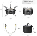 Naturehike Camping Gas Stove for IGT Table, Portable Isobutane Stove with Storage Bag & Foldable Brackets, 3 Burners Camp Stove for Outdoor Car Camping Cooking Tailgating