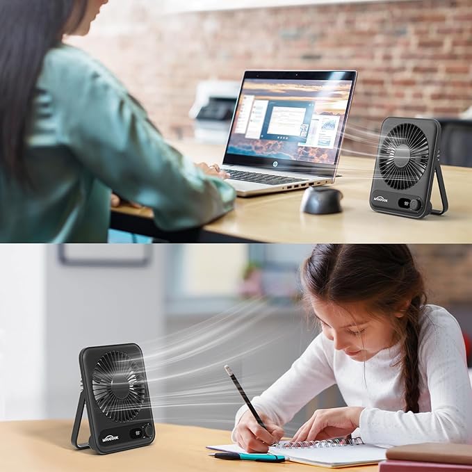 Small Desk Fan Personal Fans: 2000mah 10 Hours Battery Office Quiet Mini Desktop Fan Portable Rechargeable Travel Essentials