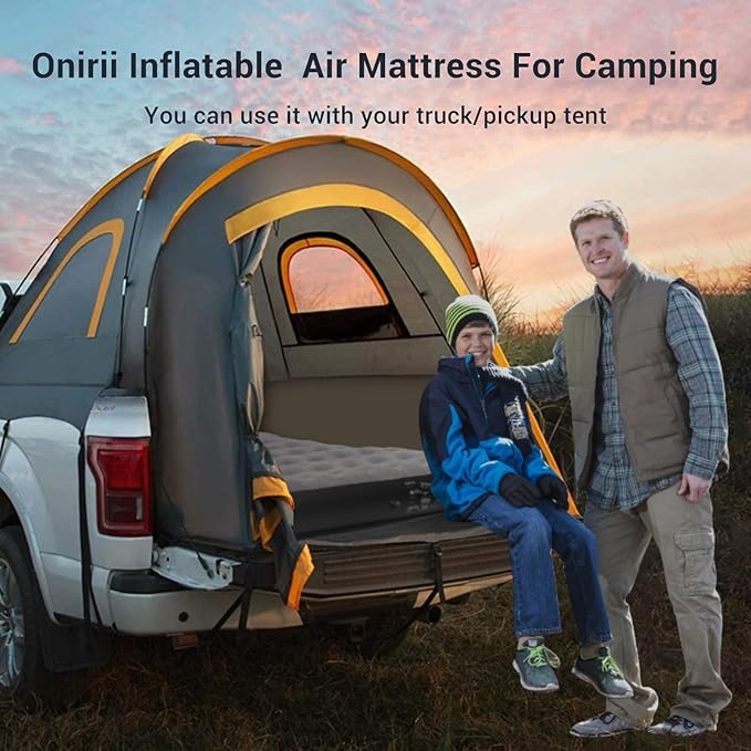 Inflatable Truck Beds Air Mattress for 5.5-5.8Ft with Air Pump,Thickened Flocking Full Size Pickup Short Camping Inflatable Blow Up Mattress with 2 Pillows,Outdoor Camping Car Travel
