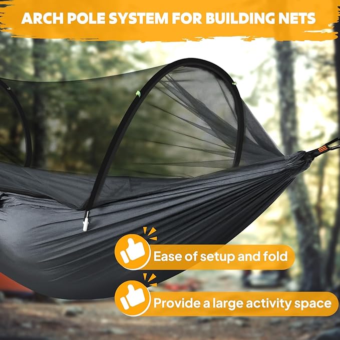 Chihee Ultra-Light Travel Camping Hammock Pop-up Net Hammock 660lbs Load Capacity,Breathable,Quick-Drying Parachute Nylon 2 Premium Carabiners,2 Tree Slings Included for Outdoor Backpacking Hiking