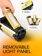 10000mAh Rechargeable Camping Light with Stand 5.6 ft Max Height, Individual Lamp Bracket, with 2 Detachable Lamp Panels, Cordless Led Work Light, Camping Garage Workshop Car Repair