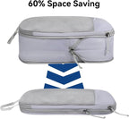 Voova 6 Set Compression Packing Cubes, Travel Accessories Expandable Packing Organizer Bags Set for Carry on Suitcase, Durable Luggage Packing Cubes for Travel Essentials,Grey