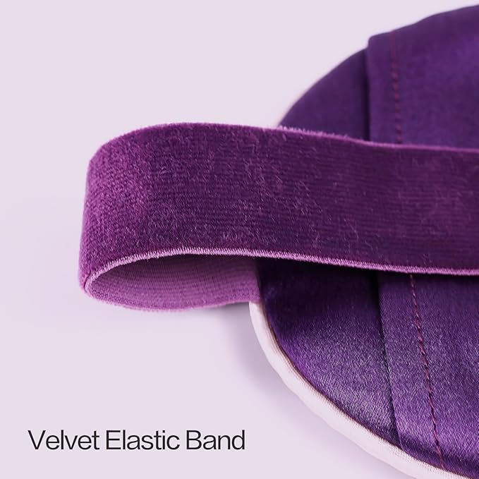 Luxury Silk Sleep Mask with 22mm Mulberry Silk, Velvet Elastic Band, Heat Therapy Pocket, and Travel Pouch, Purple Color