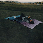 zzlamb Hooded Stadium Blanket,Waterproof Outdoor Camping Blanket Polar Fleece,Warm Windproof Portable for Stadium,Sports,Picnic,Beach,Car,Pets,56x75in Purple Green Fade