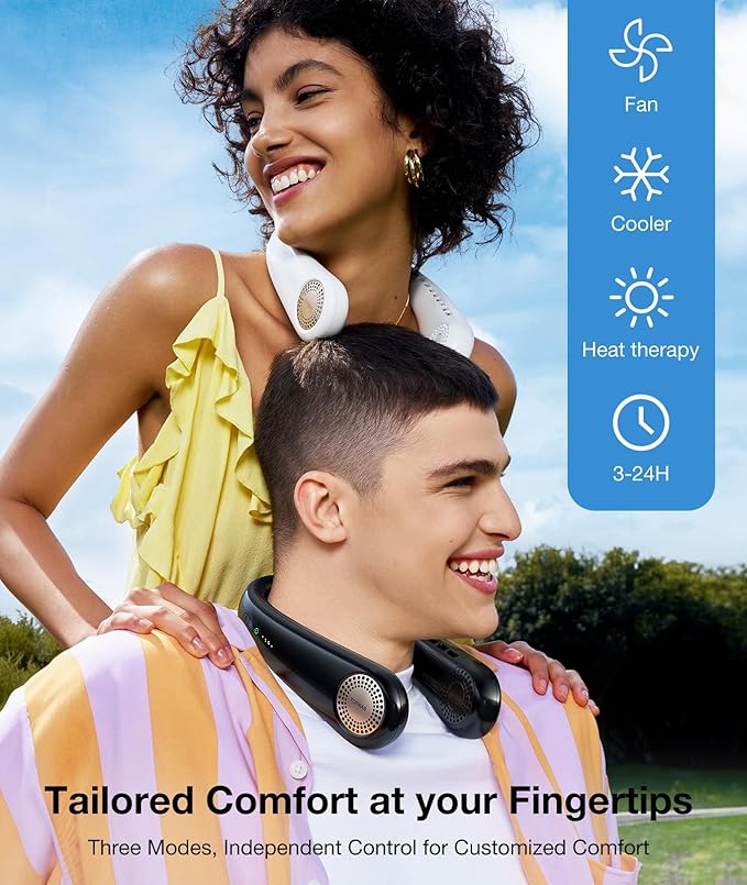 TORRAS COOLiFY Air Neck Fan Air Conditioner, 3D Airflow, Light Portable Fan Rechargeable, Personal Cooling Fan Travel Essentials, Work, Travel, Camping, Onyx Black