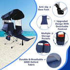 Folding Camping Chairs Canopy Outdoor: Sports Portable Beach Chair with Canopy-Lawn Beach Chairs with Umbrella for Adults-Camping Chair with Shade for Fishing Camp Heavy Duty (Casual, Navy Blue)