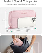 BAGSMART Electronics Organizer Travel Case, Cord Storage for Chargers Cables Phones, Compact Tech Accessories Pouch, Pink