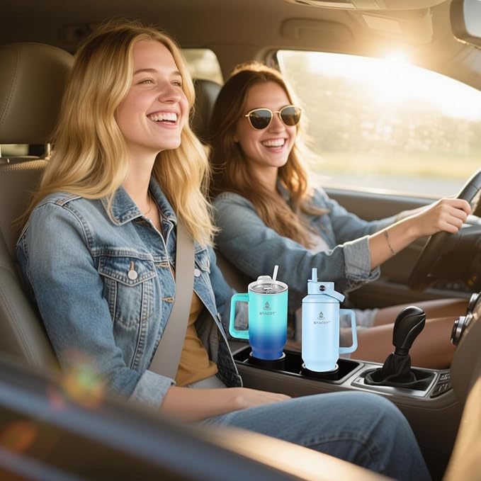 40 oz Tumbler with Handle and Straw or Convert to 40 oz Insulated Water Bottle Fits in Cup Holder. Stainless Steel Metal Water Flask with 2 Lids for Travel,Camping,Gym Sports Coffee Mug Thermal Cup