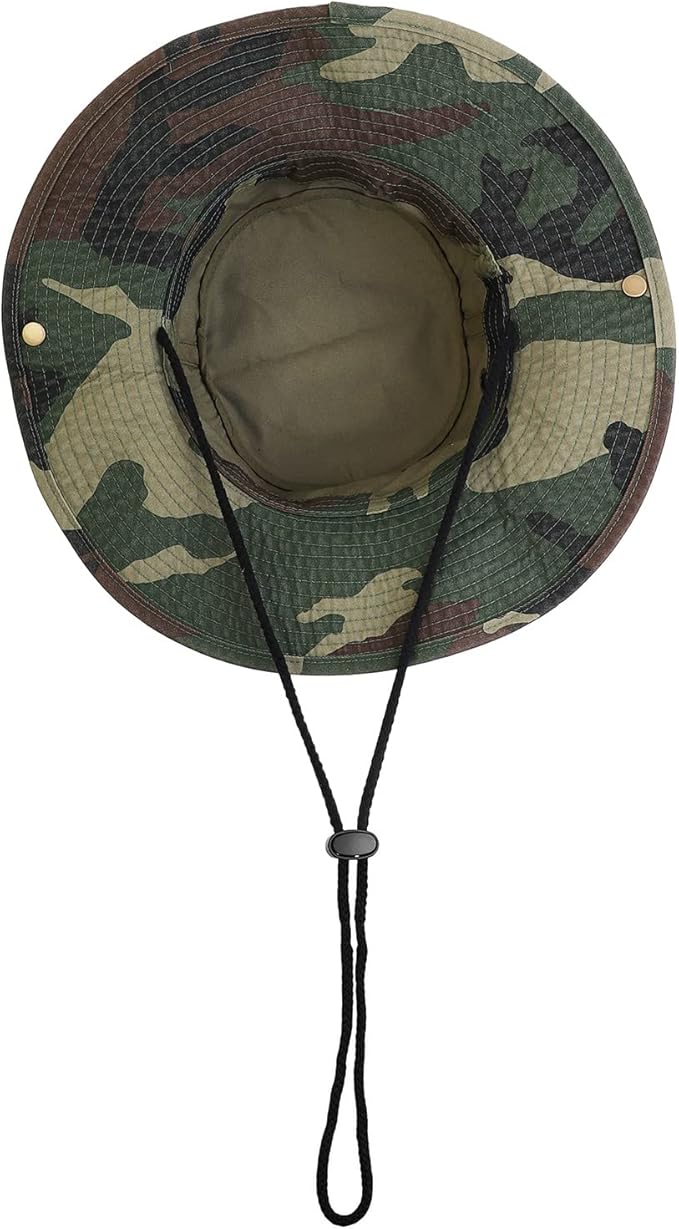 Wide Brim Hiking Fishing Safari Boonie Bucket Hats 100% Cotton UV Sun Protection for Men Women Outdoor Activities