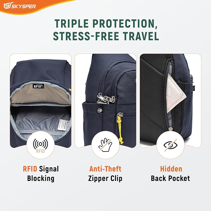 SKYSPER Sling Bag RFID Anti-Theft Crossbody Bag Recycled Travel Cross Body Bag Shoulder Sling Daypack