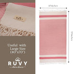 Ruvy Home Basics 2 Pack Turkish Beach Towels – Oversized Quick-Dry Bath Towels (40 x 72 Inches) – 100% Cotton Large Towels for Pool, Yoga, Travel, Camping Essentials, and Bathroom Decor - Coral