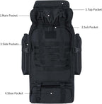 80L Hiking Backpack Camping Travel Daypack Waterproof Adjustable Extra Large Backpack Climbing Trekking Outdoor Sport Bag Molle Rucksack for Men Women (Black)
