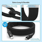 [Intel Certified]Long Thunderbolt 4 Cable,6.6FT USB C Nylon Braided Cable, 240W Fast Charging Supports 8K Displays/40Gbps Data Transfer Compatible with USB 4,Thunderbolt 3/4,Flexible Cord for MacBook