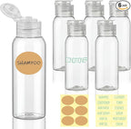 6 Pack 3.4oz Travel Bottles for Toiletries Leak Proof Travel Size Toiletries TSA Approved Squeeze Bottles with Flip Cap Wide Mouth Containers for Shampoo Conditioner Body Wash Lotion(Clear)