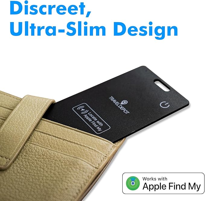 Wallet Tracker Card w/Wireless Charging [Apple MFi Certified] Rechargeable Thin Wallet Finder w/Find My (iOS Only), Item Finder for Luggage Tags, GPS Bluetooth Tracking, 80-100dB Alert