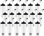 50 Strong 1 Liter Water Bottle with Straw – 18-Pack Easy-Squeeze Sports Bottles with Long Straw & Built-In Finger Grip – BPA-Free & Made in USA – Ideal for Hockey & Team Sports