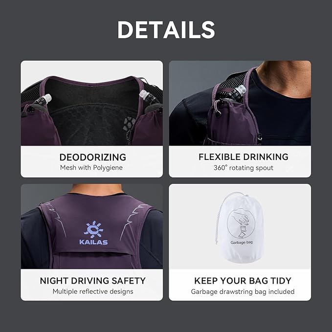 KAILAS FUGA AIR 8 Ⅳ Running Hydration Vest Hydration Pack Lightweight with Two TPU Water Bladders for Women Men Trail Cycling Hiking