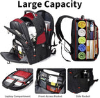 SHRRADOO Extra Large 50L Travel Laptop Backpack with USB Charging Port, College High School Backpack Airline Approved Business Work Bag Fit 17 Inch Laptops for Men Women,Red