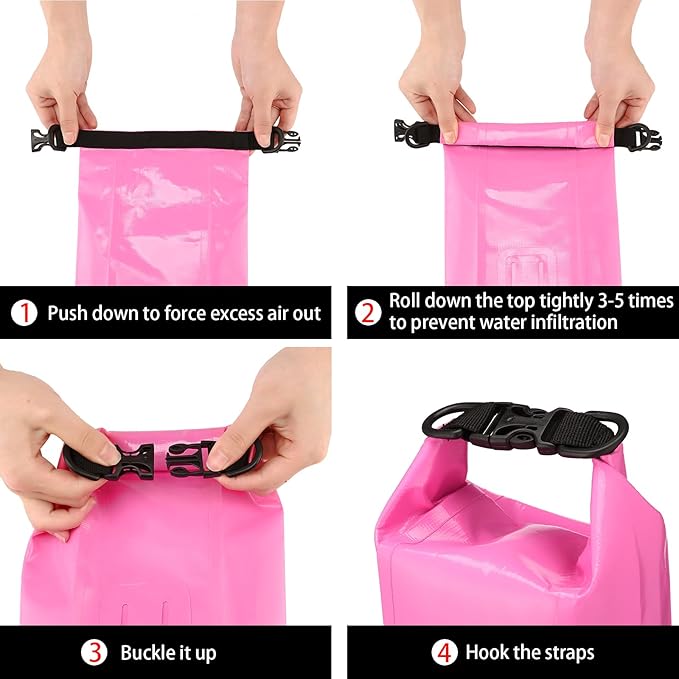 Waterproof First Aid Kit Roll Top Boat Emergency Kit with Waterproof Contents for Fishing Kayaking Boating Swimming Camping Rafting Beach Pink