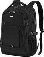 DUSLANG 17 Inch Laptop Backpack for Travel Water Resistant College Backpack for Men Women Laptop Bag with USB Charging Port,Black