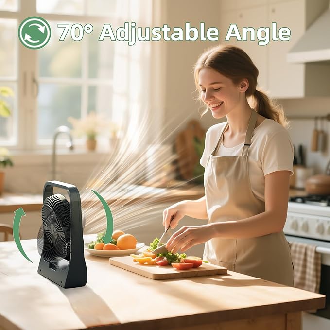8-inch USB Portable Fan - 20800mAh Rechargeable Battery Operated Fan (80Hrs work time) - Personal Desk Fans - Battery Powered Fans use for Bedroom, Desktop, Table, Office, Camping, and Outdoor