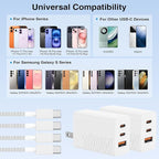 65W Super Fast Charging USB C for iPhone 17 16 Pro Max,3 Port 100W USB C Charger Block & 3/6/6/10FT Braided Type C Cord for iPhone 17 16 Pro,iPhone 15 Pro Max,for Samsung S26 Ultra/MacBook Air-Blue