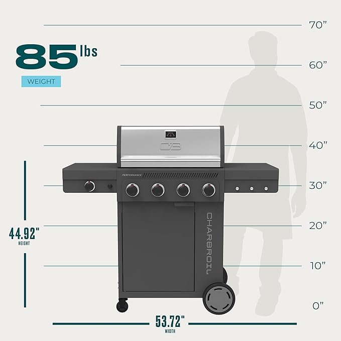 Charbroil Performance Series 4-Burner Gas Grill Cabinet with Side Burner, Gray - 463254025