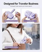 ORICO 4FT Purple Travel Power Strip with 4 AC Outlets, 2 USB-A Ports, and 1 USB-C Port, 45° Flat Plug Extension Cord with Non Surge Protector for Travel/Home/Dorm/Office-AP3