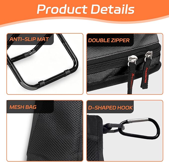 Portable Pocket Camping Chair,Ultralight Foldable Camp Stool with Compact Carry Bag, Heavy-Duty 220LBS Capacity for Outdoor Hiking, Fishing, Travel (Black)