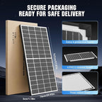 200W Bifacial Solar Panel, High Efficiency Dual-Sided PV Module, 25.4% Conversion Rate, IP68 Waterproof, Durable for RV, Marine, Cabin, Farm, Off-Grid Battery Charging