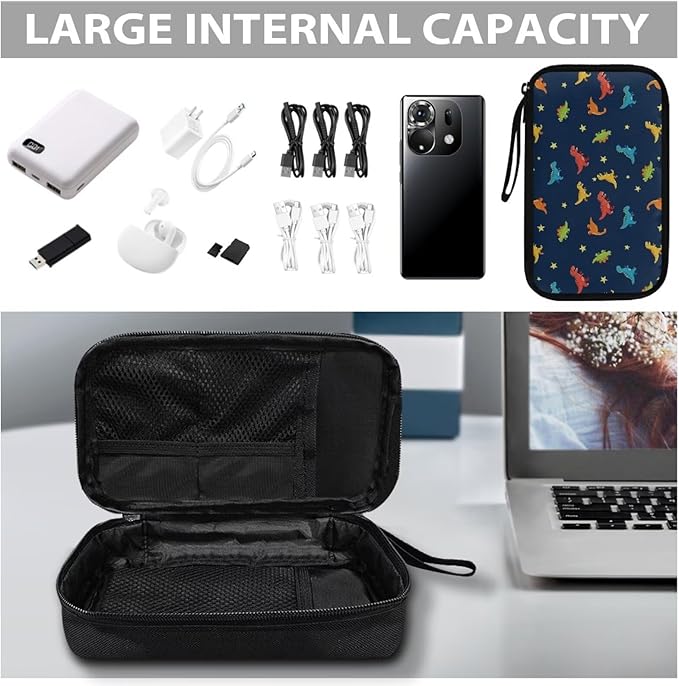 Dinosaurs Travel Cord Organizer Case Electronics Organizer Travel Case Portable Storage Bag fits Power Bank Phone Tech Accessory Cable Cord Charger Phone Earphone
