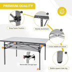 KingCamp Folding Camping Table, Portable Camp Table Foldable Aluminum Roll Up Seamless Desktop with Storage and Tall Legs for Outdoor Backyard Picnic