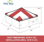 Party Tents Direct 20'x20' Weekender Standard Canopy Pole Tent - Easy Up Canopy Tent with 80 Person Capacity - Outdoor Canopies for Parties, Weddings, & Events (Red/White Top)