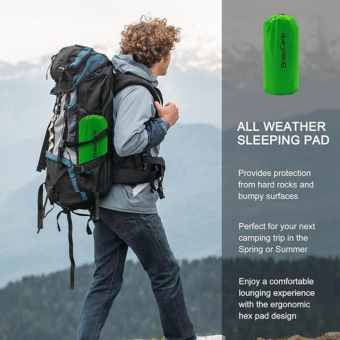 Camping Sleeping Pad, Ultralight Inflatable Mattress with Pillow Built-in Foot Pump for Outdoor Hiking Travel Tent Backpacking Trip Car, Compact Lightweight Camping Mat, Army Green