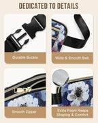 Capolo Fanny Packs for Women Fashion Waist Packs Bag with Adjustable Strap and 4 Zipper Pockets Waterproof Everywhere Crossbody Belt Bag for Workout Running Travelling(Watercolor Print)