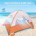 NXONE Beach Tent Sun Shade Shelter for 3/4/6 Person Person with UV Protection, Extended Floor, 3 Mesh Roll Up Windows & 8.0/8.5mm Fiberglass Rods丨Carry Bag Included