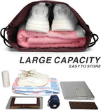 Drawstring Backpack Sports Water Resistant String Bag Sport Gym Sackpack for Women Men Large with Zipper, Burgundy