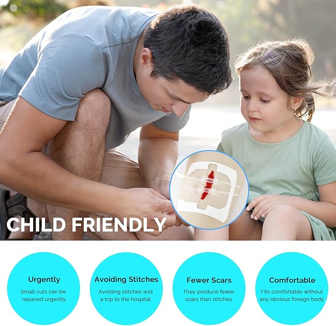 Emergency Wound Closure Device 2 Pcs Zip Stitch Sutures for Wounds Care Laceration Closure Kit Zipstitch Bandages Quick Clot Butterfly Bandaids