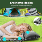 Sleeping Pad for Camping - Ultralight Camping Mattress with Pillow, Built-in Foot Pump, Compact Inflatable Portable Mat for Backpacking, Hiking, Car Traveling, Beach, Tent