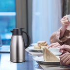 GiNT Stainless Steel Thermal Coffee Carafe, Double Walled Vacuum Water and Beverage Dispenser, 12 Hour Heat Retention, 65 OZ /1.9 Liter, Silver